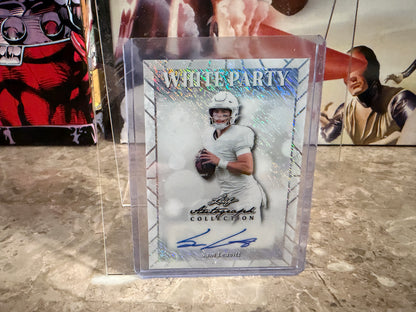 Sam Leavitt 2026 Leaf Autograph Collection Football White Party Shimmer /4