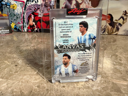 Lionel Messi Diego Maradona 2026 Leaf Art of Sport Canvas Combos Dual Patch /7