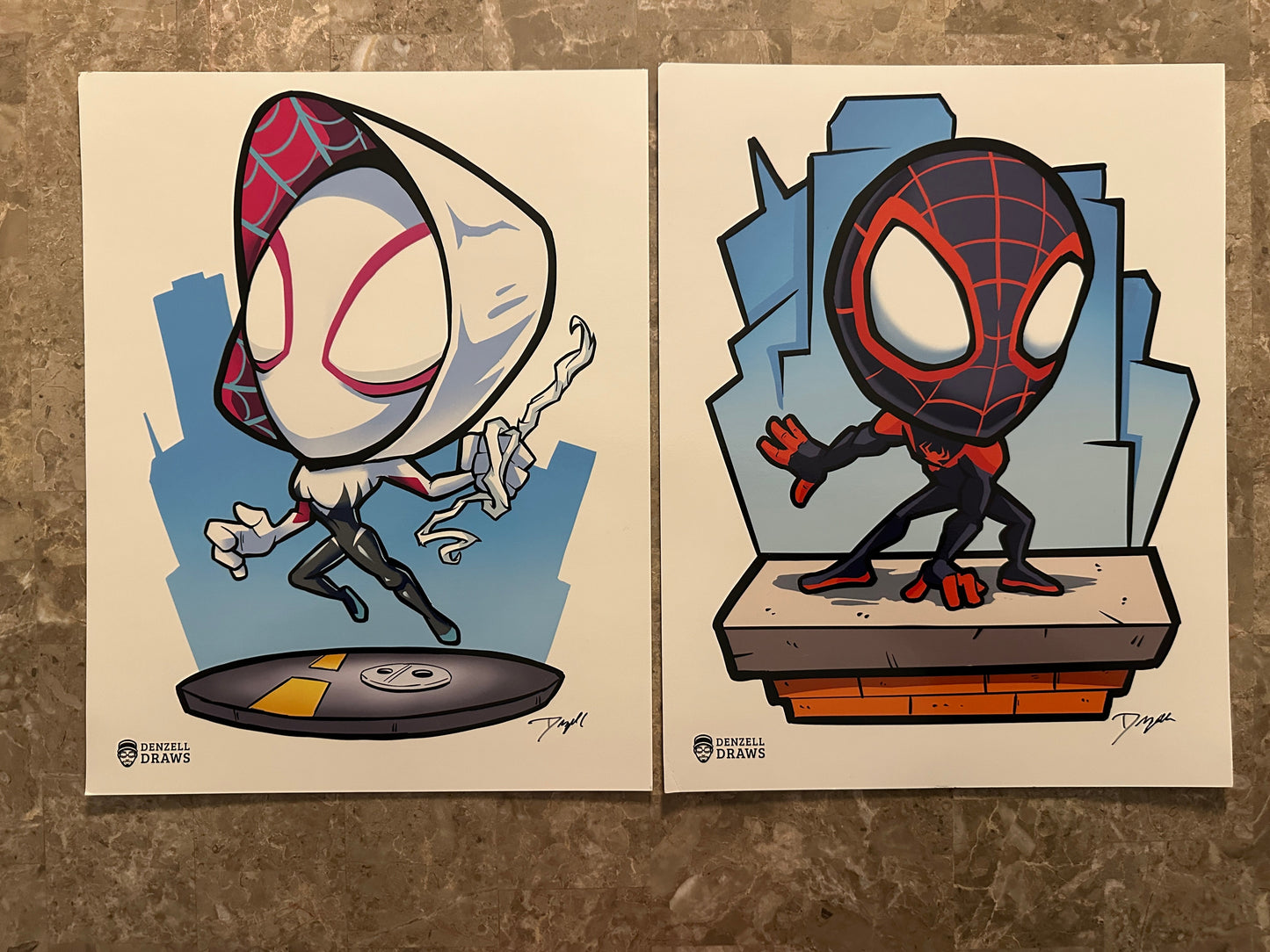 Spider-Gwen/Miles Morales Custom Art Prints - Denzell Draws