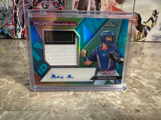 Malcolm Moore 2026 Leaf Vivid Baseball Prospect Memorabilia Auto Teal /59
