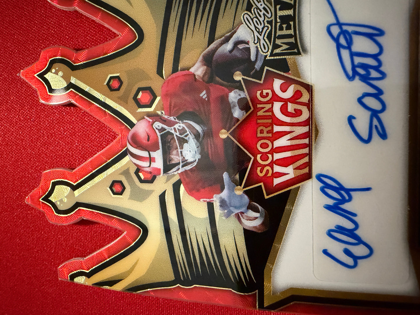 2026 Leaf Metal Football Elijah Sarratt Scoring Kings Auto Red Flood Super Prismatic 1/1