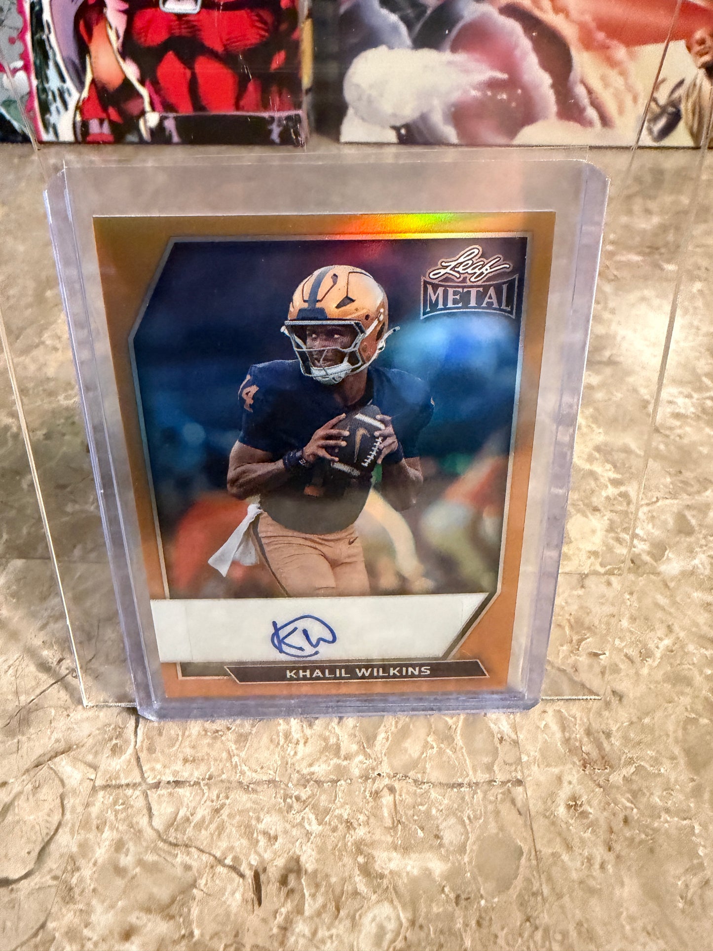 2026 Leaf Metal Football Khalil Wilkins Base Auto Gold Prismatic 1/1