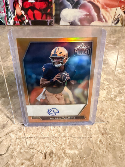 2026 Leaf Metal Football Khalil Wilkins Base Auto Gold Prismatic 1/1