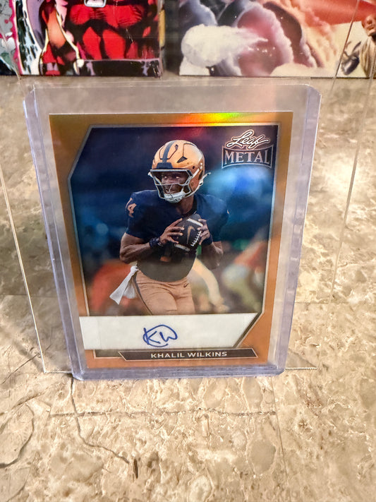 2026 Leaf Metal Football Khalil Wilkins Base Auto Gold Prismatic 1/1