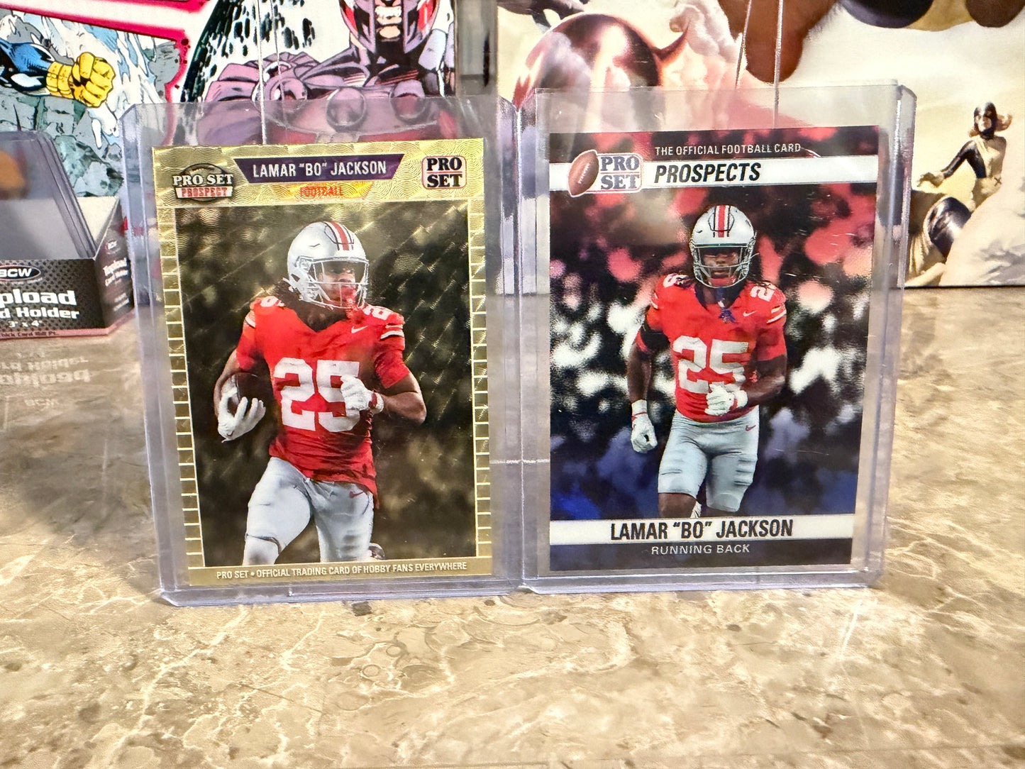 2026 Leaf Pro Set Lamar "Bo" Jackson 1989 Gold Super Prismatic 1/1 RWB 2-Card Lot