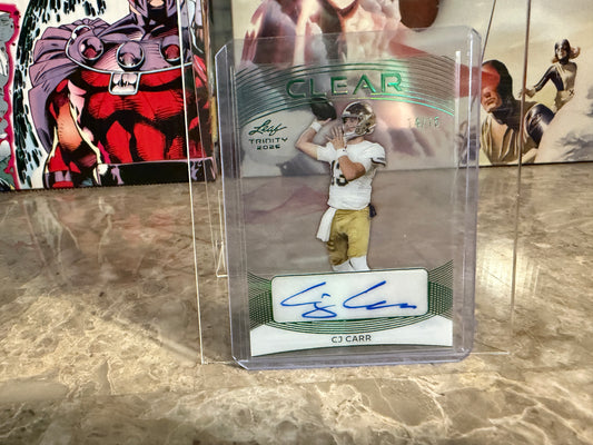 CJ Carr 2026 Leaf Trinity Football Clear Green Auto /15