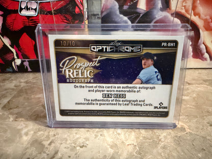 Ben Hess 2025 Leaf Optichrome Baseball Prospect Relic Auto 10/10 Bookend