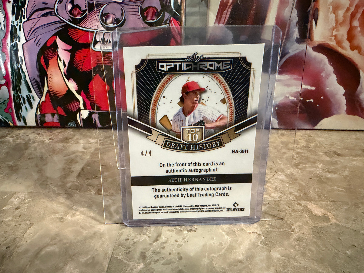 Seth Hernandez 2025 Leaf Optichrome Top 10 Draft History Auto Orange 4/4