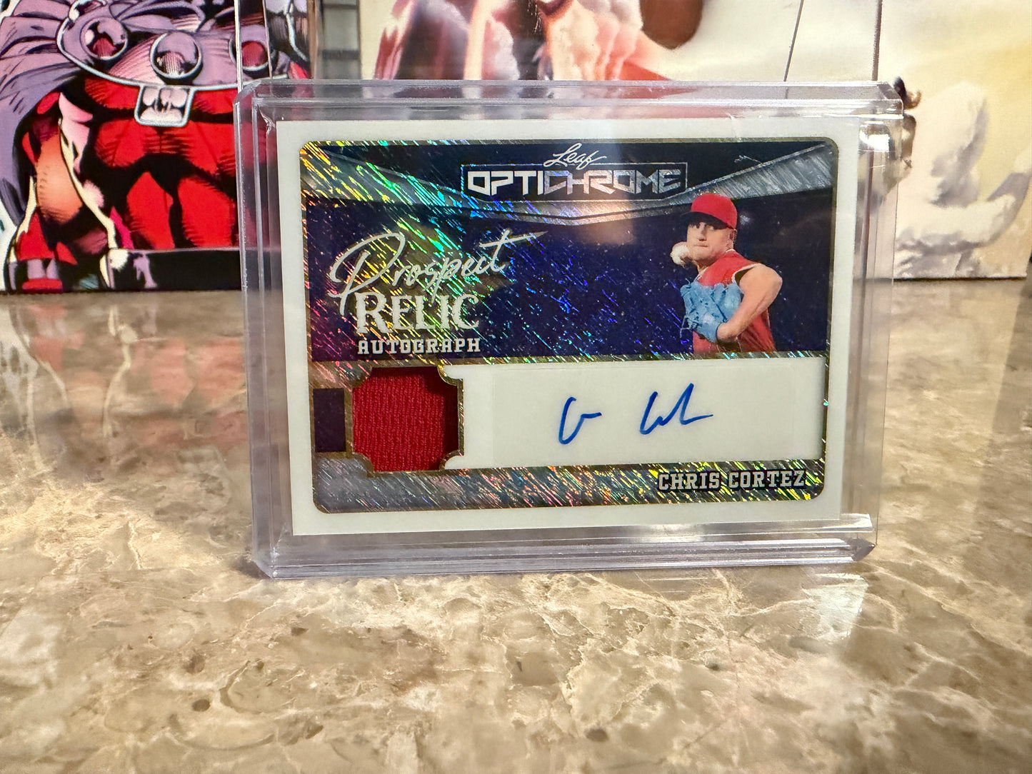 Chris Cortez 2025 Leaf Optichrome Baseball Prospect Relic Auto Silver 10/10 Bookend