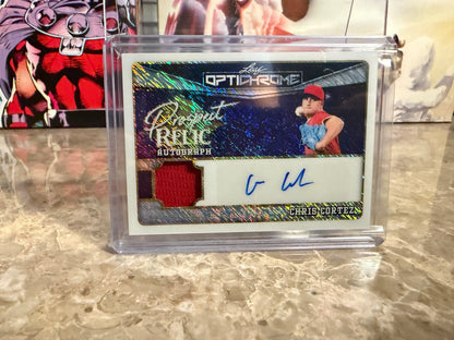 Chris Cortez 2025 Leaf Optichrome Baseball Prospect Relic Auto Silver 10/10 Bookend