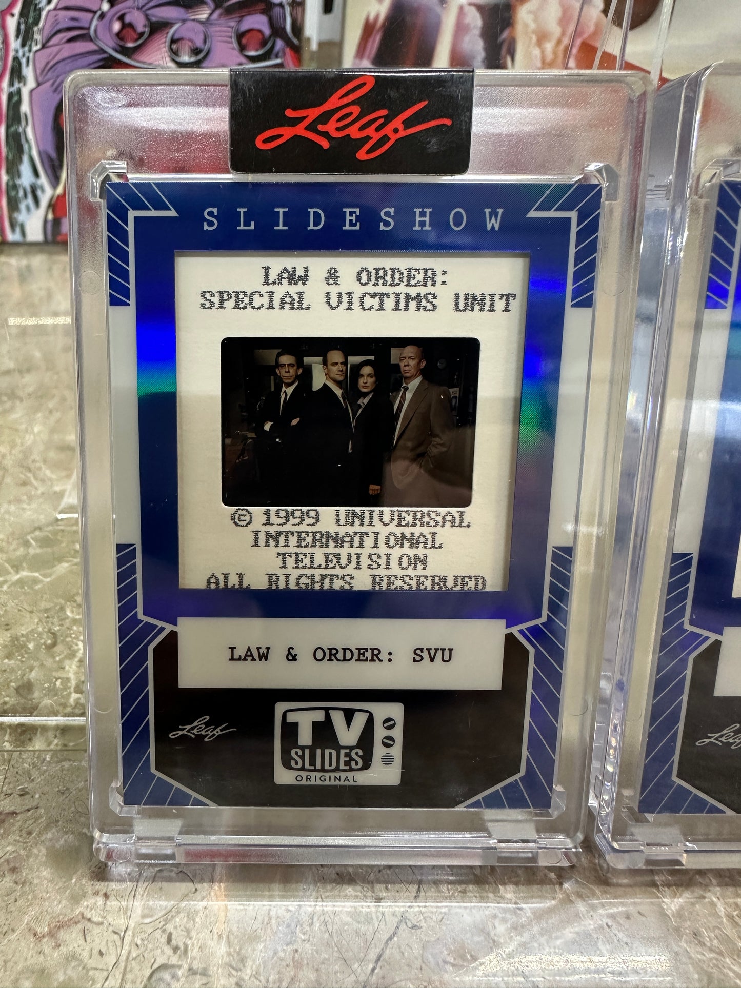 2026 Leaf Slideshow LAW & ORDER SVU 2-Slide Lot MARISKA HARGITAY Meloni 1999