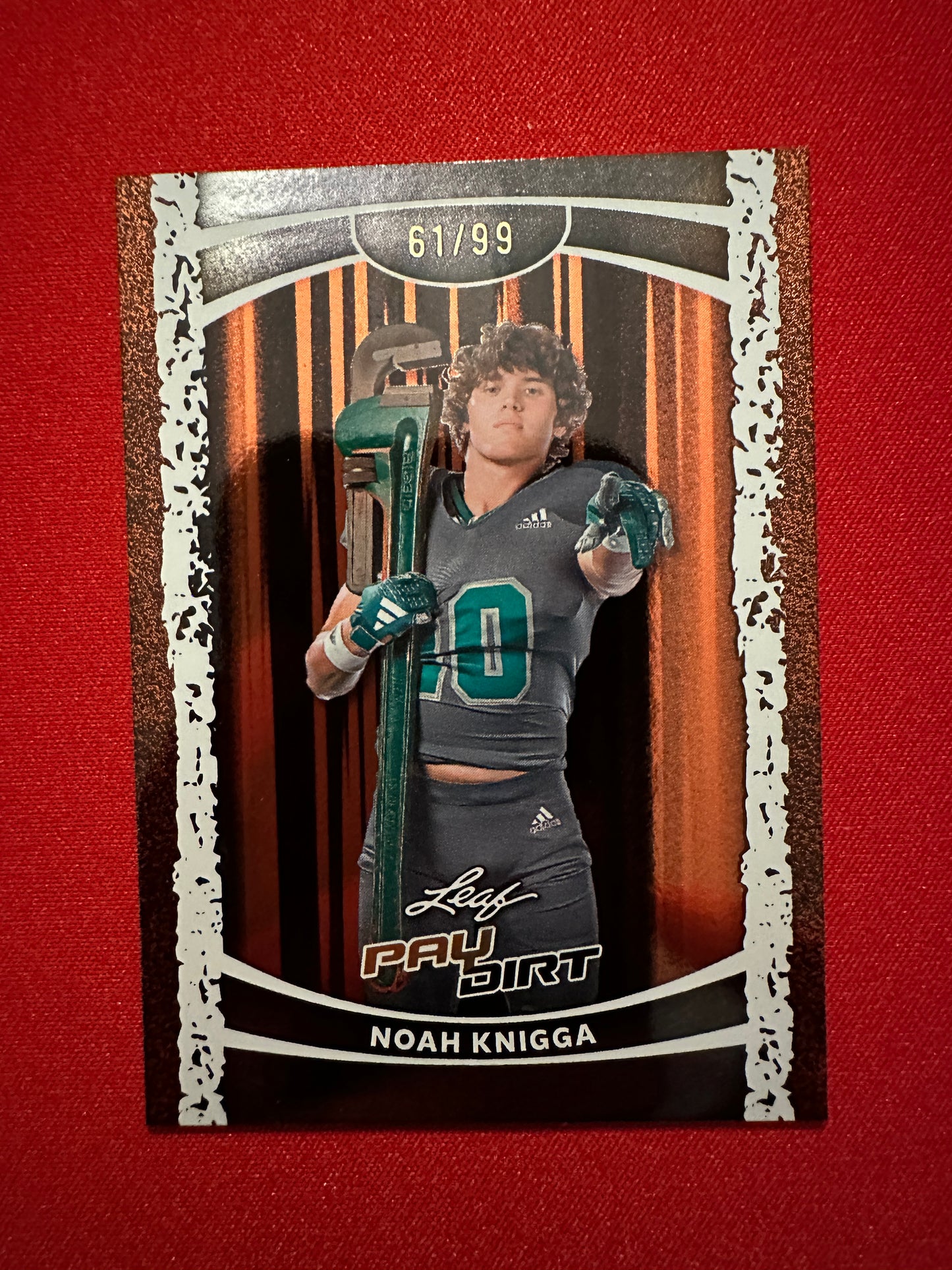 Noah Knigga 2026 Leaf Paydirt Football Base Orange Parallel /99