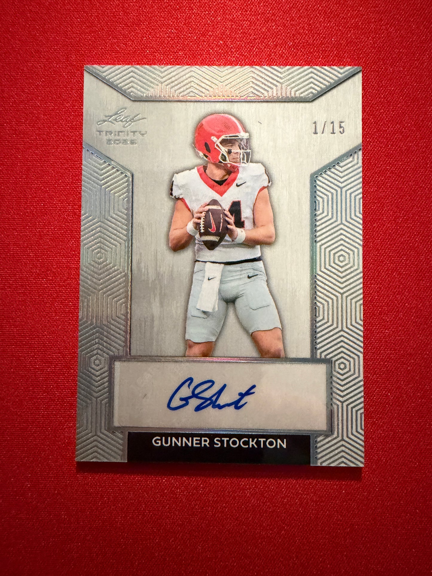 Gunner Stockton 2026 Leaf Trinity Football Base Auto Silver 1/15 Bookend