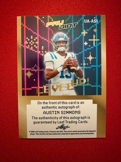 Austin Simmons 2026 Leaf Paydirt Football Level Up Autograph Gold 1/1