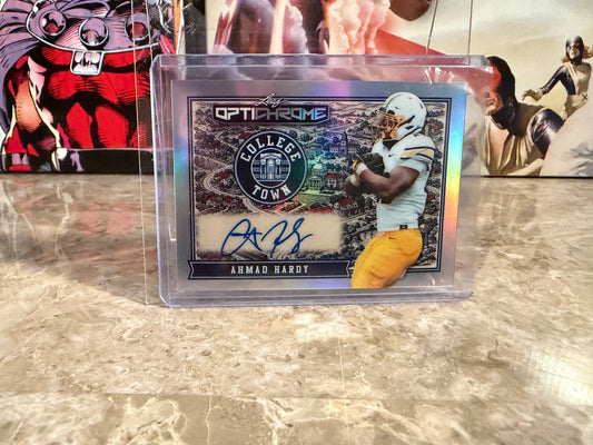 Ahmad Hardy 2026 Leaf Optichrome Football College Town Auto Silver /10