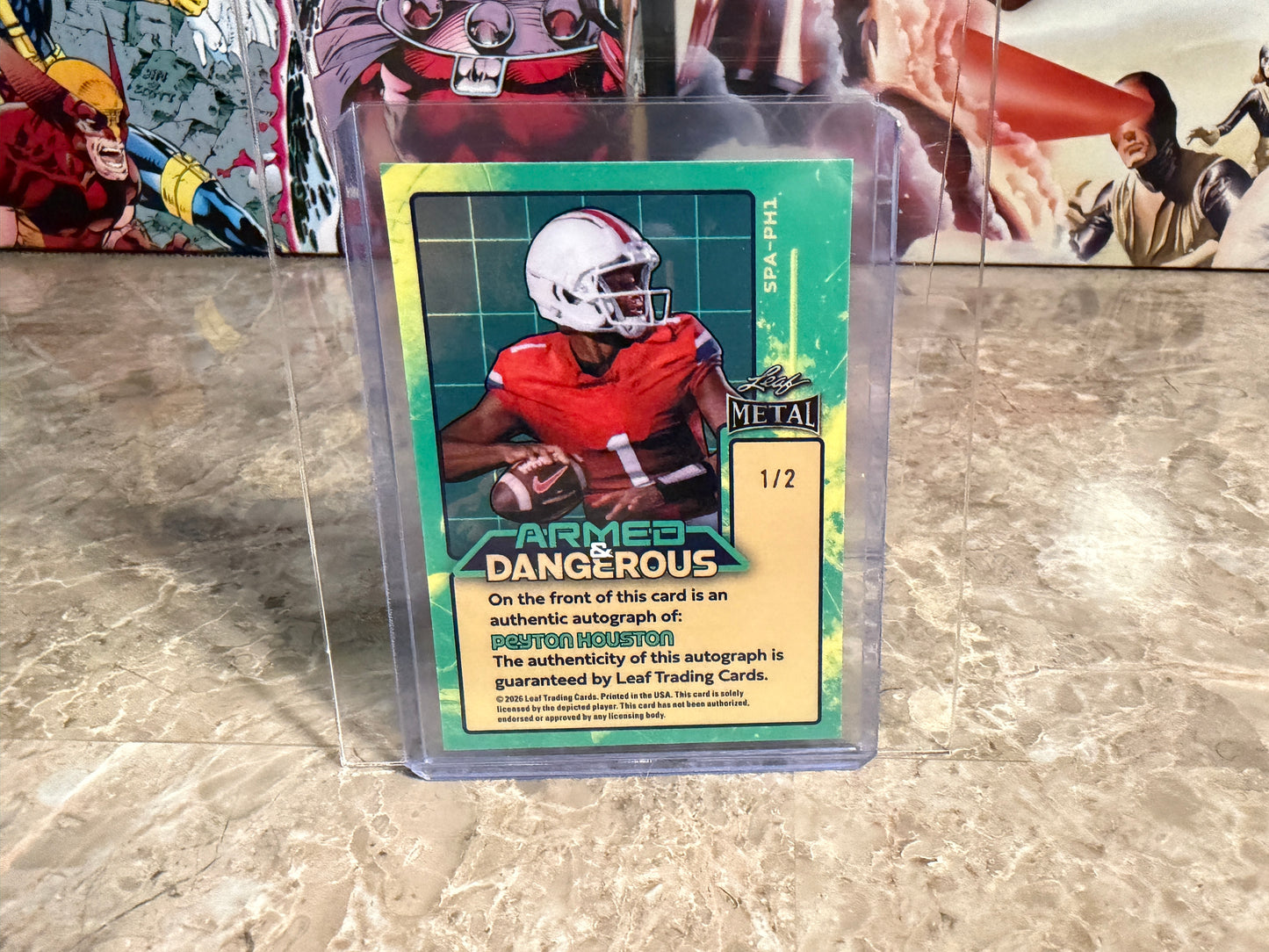 2026 Leaf Metal Football Peyton Houston Auto Armed & Dangerous Black Shimmer 1/2