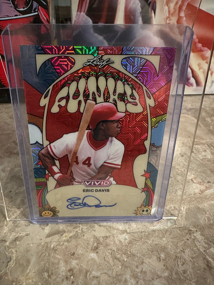 Eric Davis 2026 Leaf Vivid Funky Red Techno Foil AUTO 6/6 Reds Legend Bookend