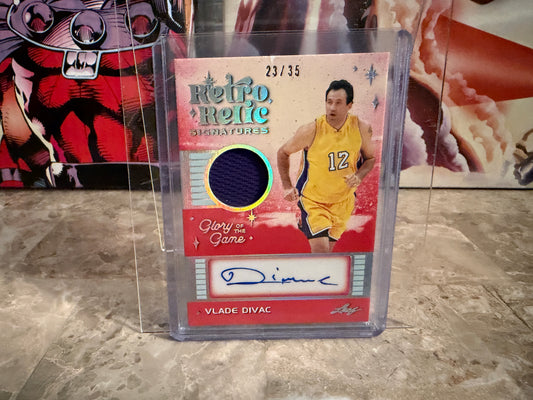 Vlade Divac 2025 Leaf Glory of the Game Retro Relic Auto Game-Used /35