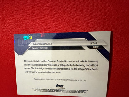 Cayden Boozer 2025-26 Topps Bowman U Now March Madness Auto /75