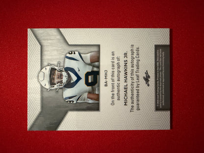 Michael Hawkins Jr. 2026 Leaf Trinity Football Base Auto Black Silver 1/1
