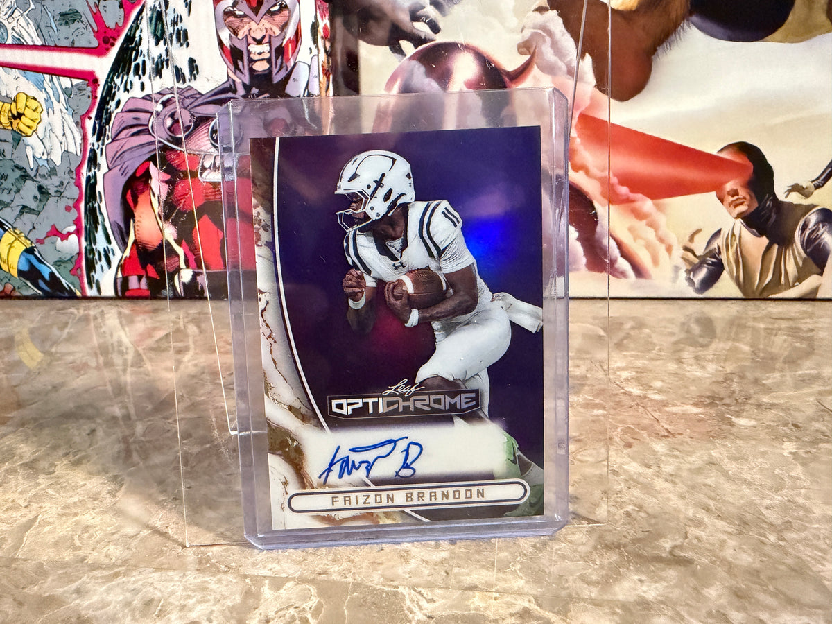 2026 Leaf Optichrome Football Faizon Brandon Base Auto Purple Prismatic /7