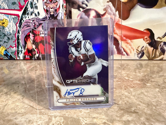 2026 Leaf Optichrome Football Faizon Brandon Base Auto Purple Prismatic /7