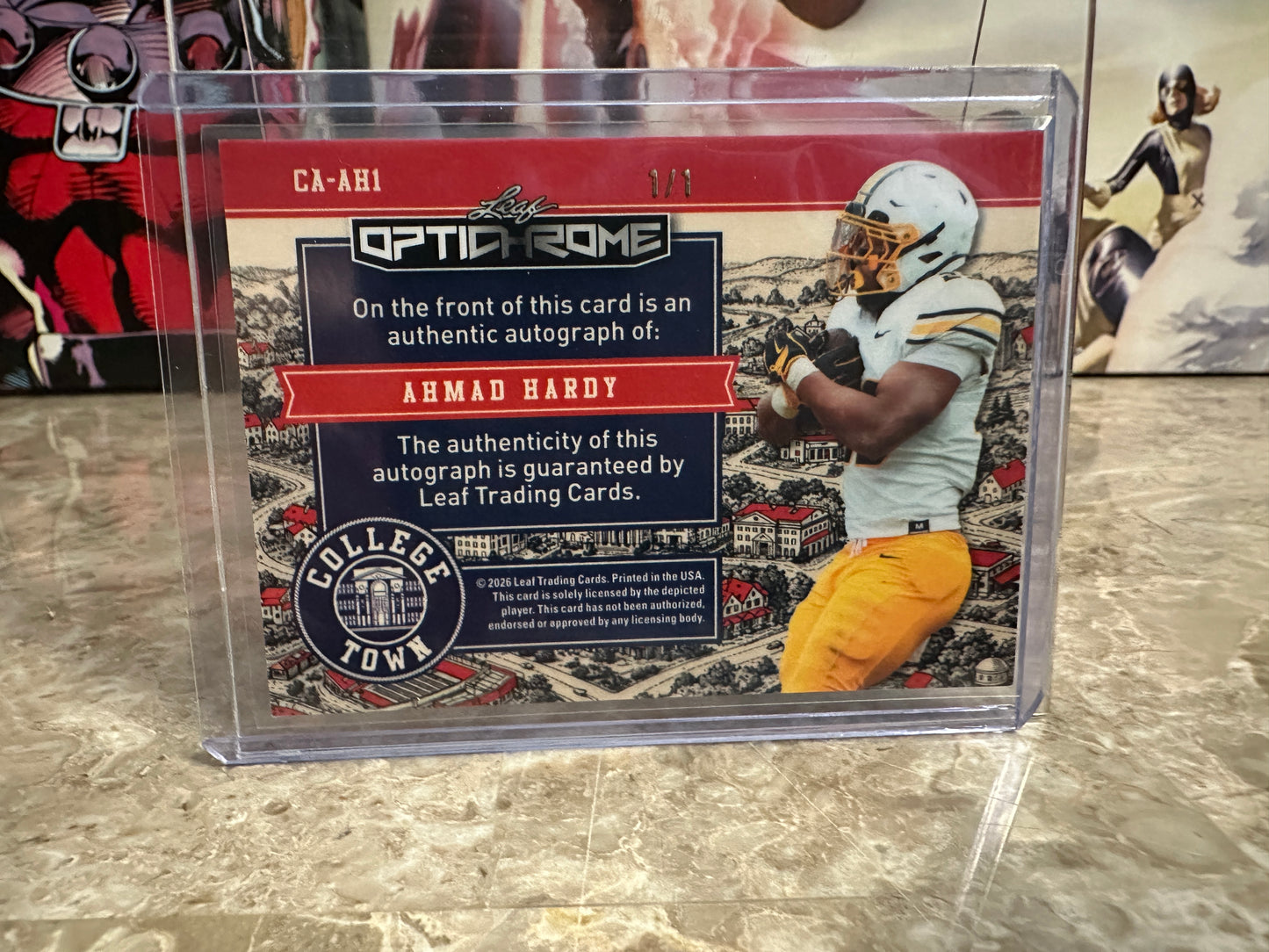 Ahmad Hardy 2026 Leaf Optichrome Football College Town Gold Prismatic 1/1 Autograph