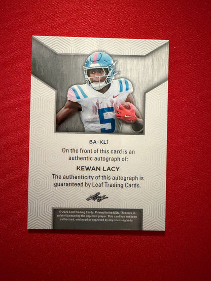 Kewan Lacy 2026 Leaf Trinity Base Auto Platinum Color Match /40