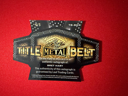 Brett Hitman Hart 2026 Leaf Metal Ring Kings Title Belt Auto Blue /5