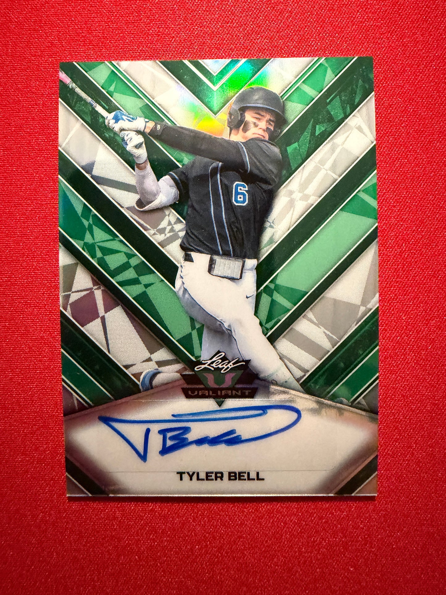 Tyler Bell 2026 Leaf Metal Draft Edition Baseball Valiant Auto Green 5/5
