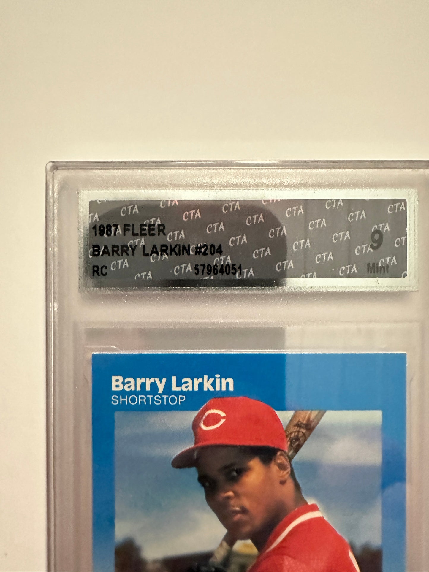 Barry Larkin #204 CTA/PSA Graded Mint 9 (1987 Fleer)