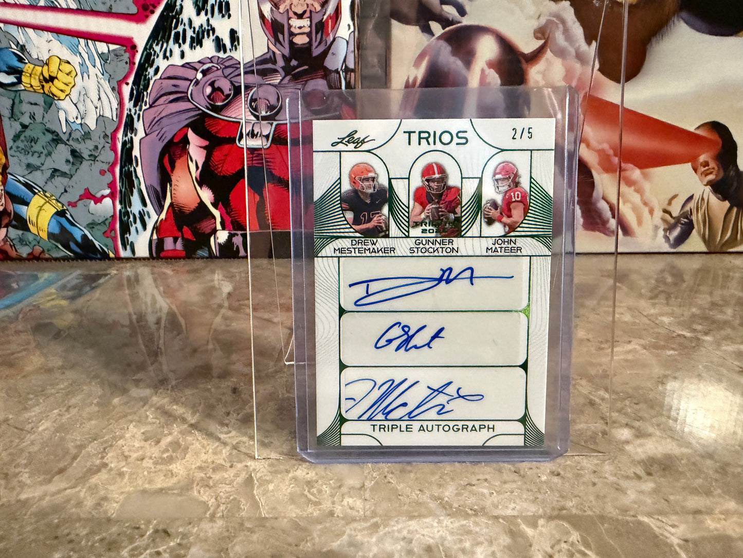 Mestemaker Stockton Mateer 2026 Leaf Trinity Football Trios Triple Auto /5
