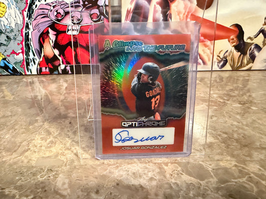 2025 Leaf Optichrome Baseball Josuar Gonzalez Glipse Into Future Orange /4