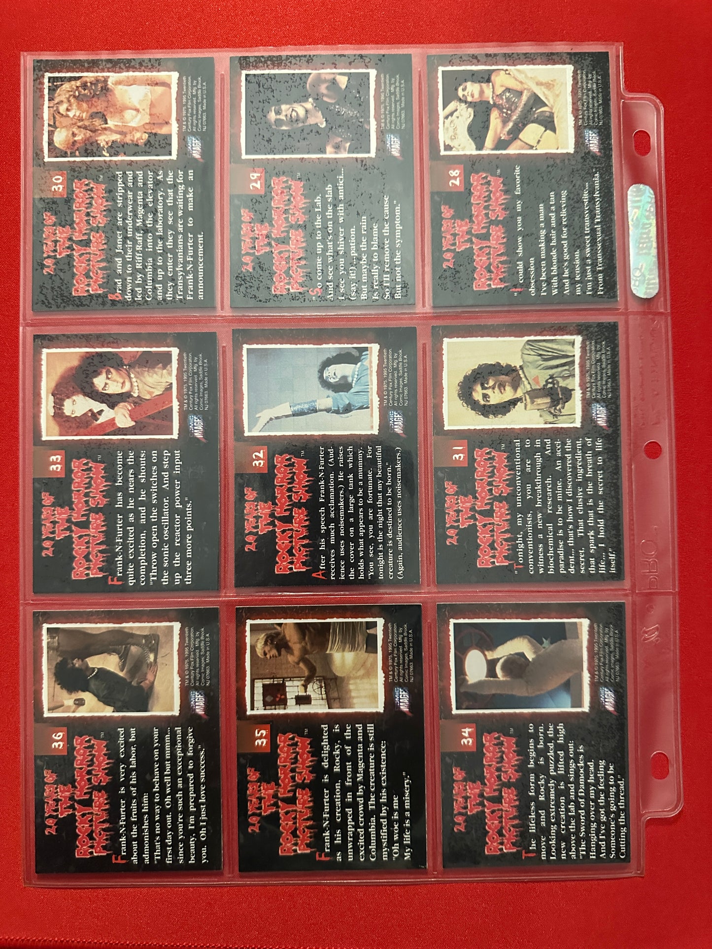 1995 Rocky Horror Picture Show Trading Card Set (90 cards)