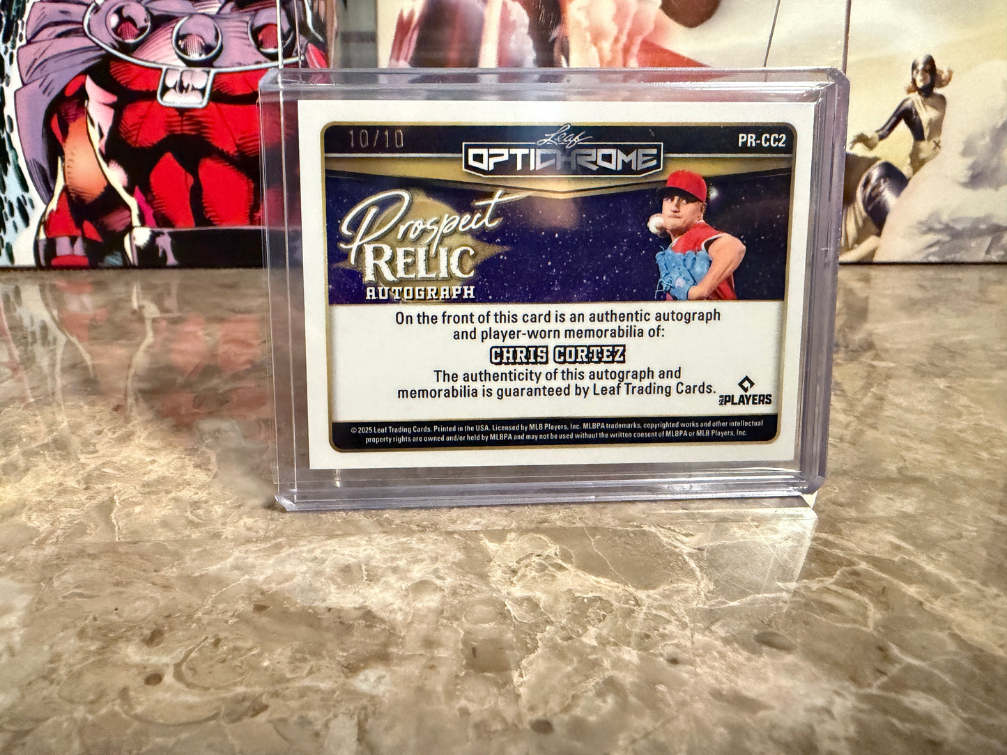 Chris Cortez 2025 Leaf Optichrome Baseball Prospect Relic Auto Silver 10/10 Bookend