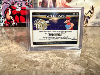 Chris Cortez 2025 Leaf Optichrome Baseball Prospect Relic Auto Silver 10/10 Bookend