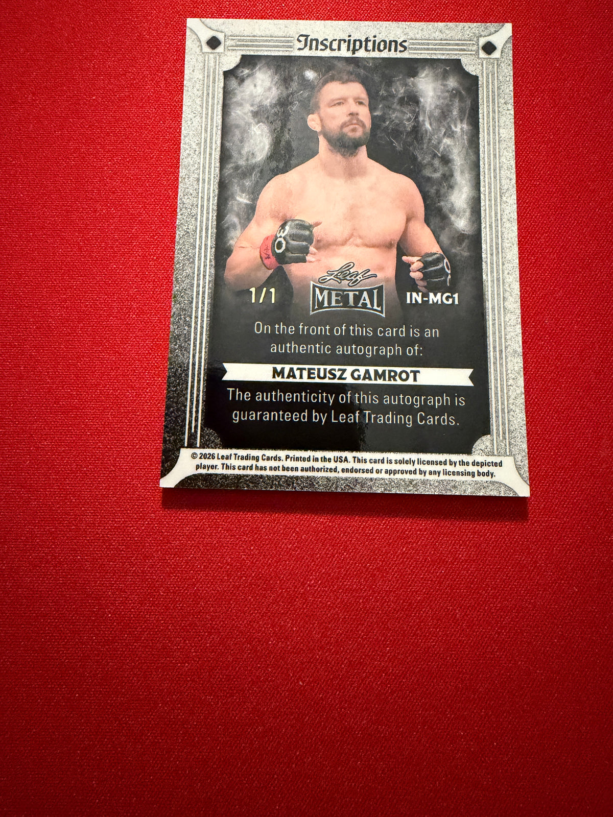 Mateusz Gamrot 2026 Leaf Metal Ring Kings Metal Inscriptions Gamer Auto 1/1