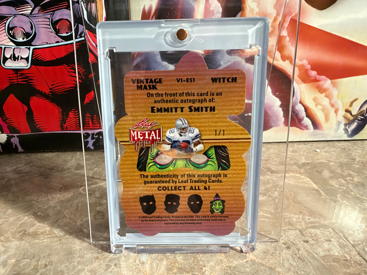 Emmitt Smith 2026 Leaf Metal Halloween Witch Die-Cut Auto Black 1/1