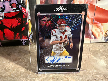 Jayden Maiava 2026 Leaf Metal Halloween Base Auto Spiderwebs Shimmer /13
