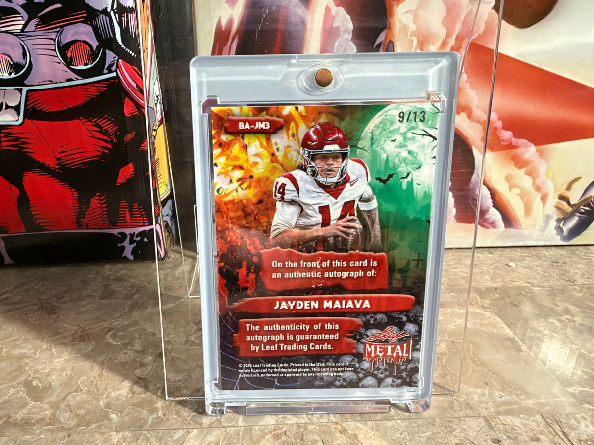 Jayden Maiava 2026 Leaf Metal Halloween Base Auto Spiderwebs Shimmer /13