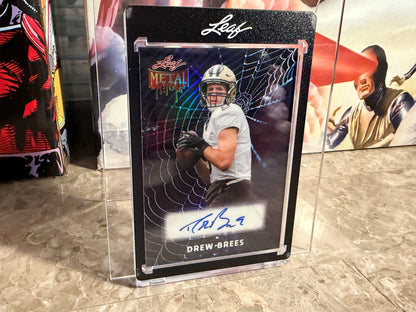Drew Brees 2026 Leaf Metal Halloween Base Auto Spiderwebs Prismatic /13