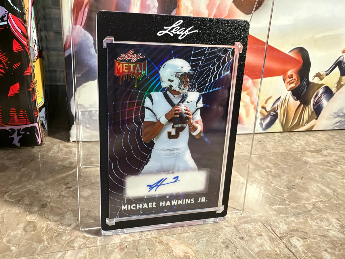 Michael Hawkins Jr. 2026 Leaf Metal Halloween Base Auto Spiderwebs Prismatic /13