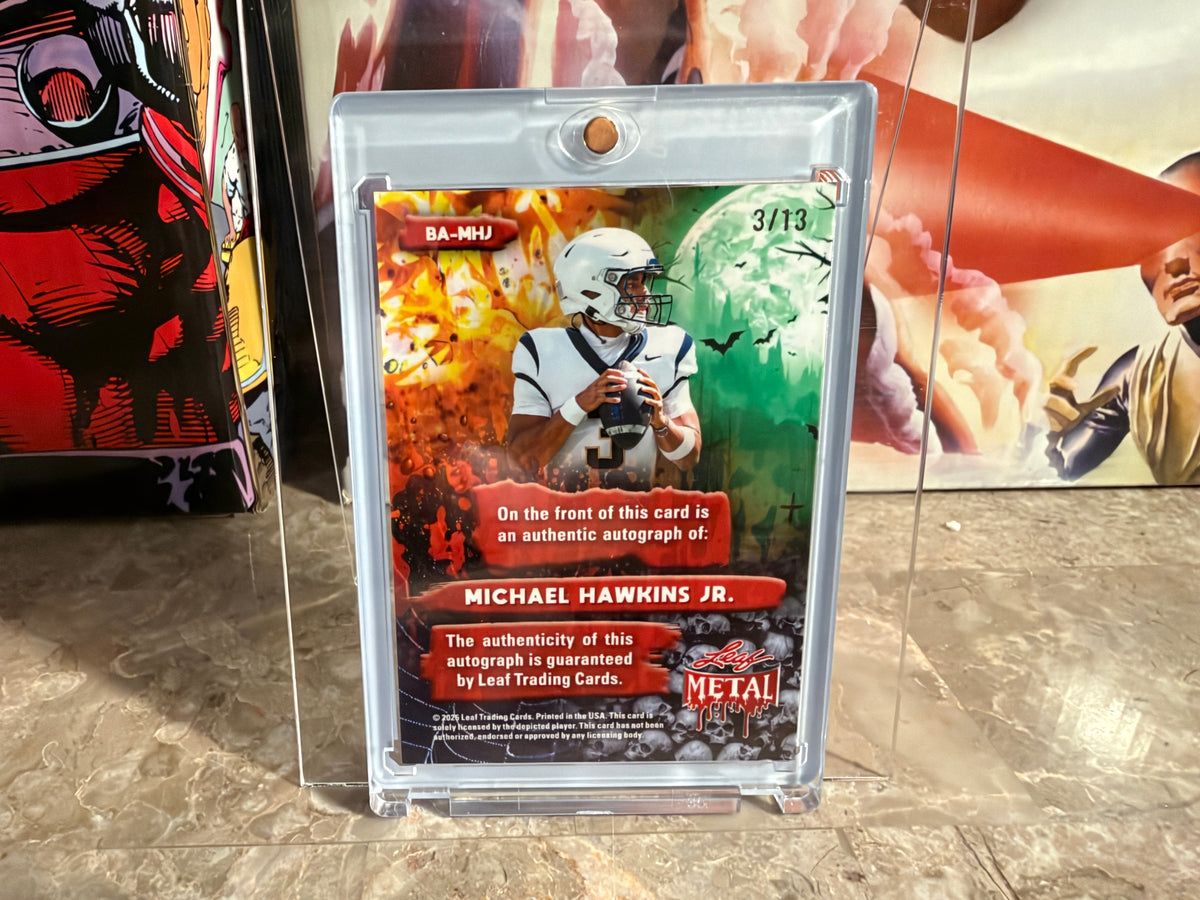 Michael Hawkins Jr. 2026 Leaf Metal Halloween Base Auto Spiderwebs Prismatic /13