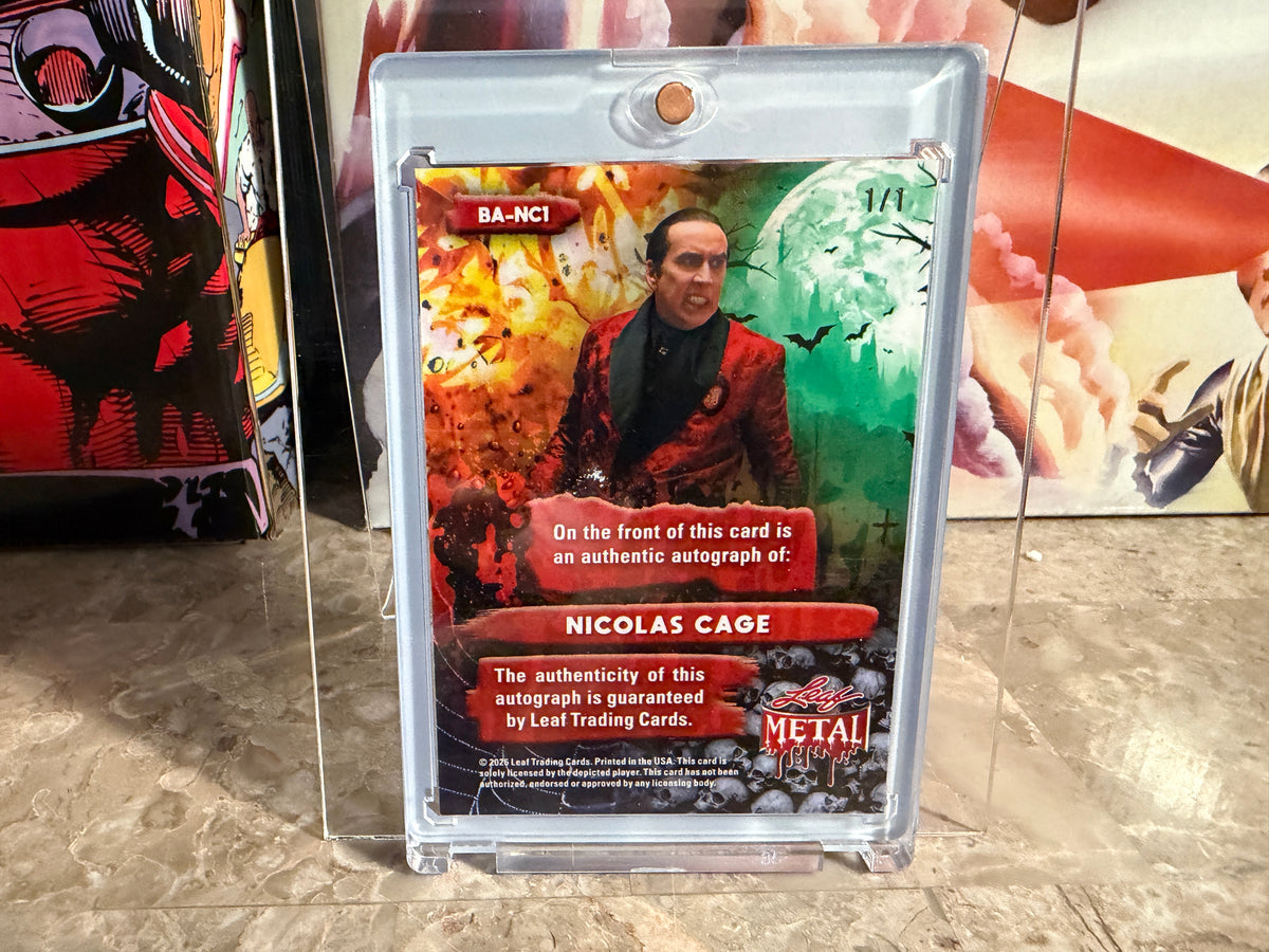 Nicolas Cage 2026 Leaf Metal Halloween Base Auto Spiderwebs Shimmer 1/1