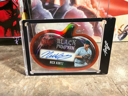 Nick Kurtz 2026 Leaf Metal Halloween Black Pumpkin Auto Orange /3
