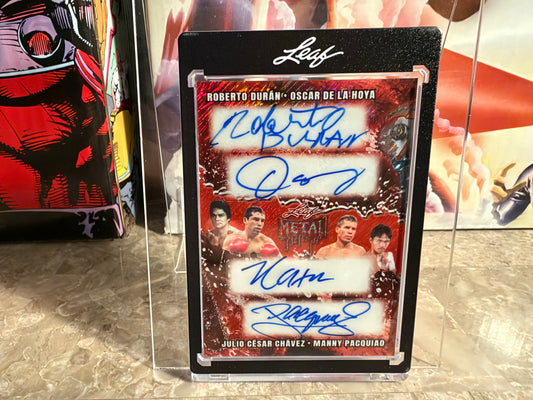 De La Hoya Pacquiao Chavez Duran 2026 Leaf Metal Halloween Quad Auto Red 1/1