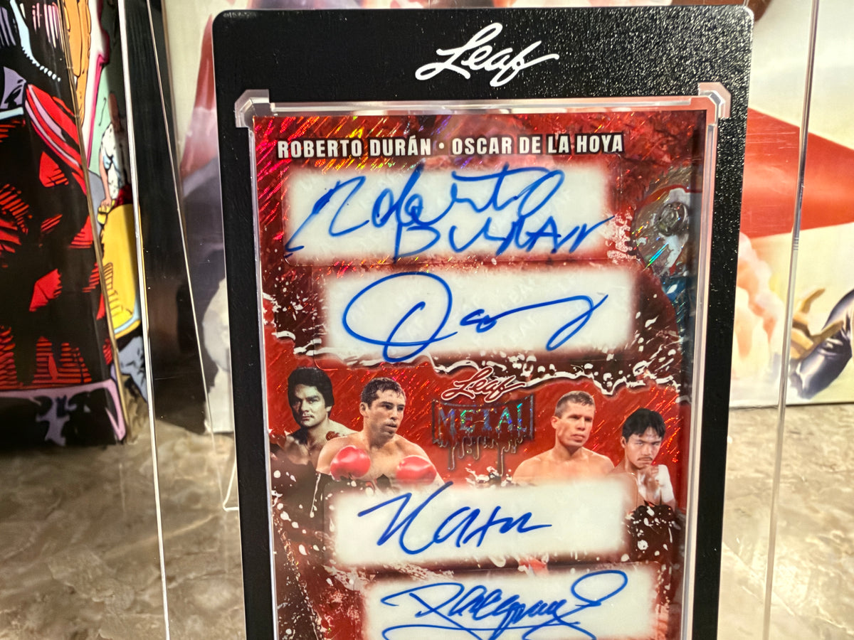 De La Hoya Pacquiao Chavez Duran 2026 Leaf Metal Halloween Quad Auto Red 1/1
