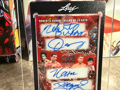 De La Hoya Pacquiao Chavez Duran 2026 Leaf Metal Halloween Quad Auto Red 1/1