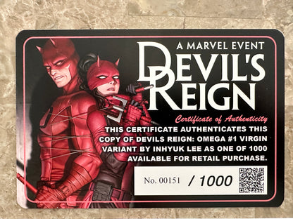 Devil's Reign #1 NM+ 9.6 (2022 Marvel) - Inhyuk Lee Virgin with COA