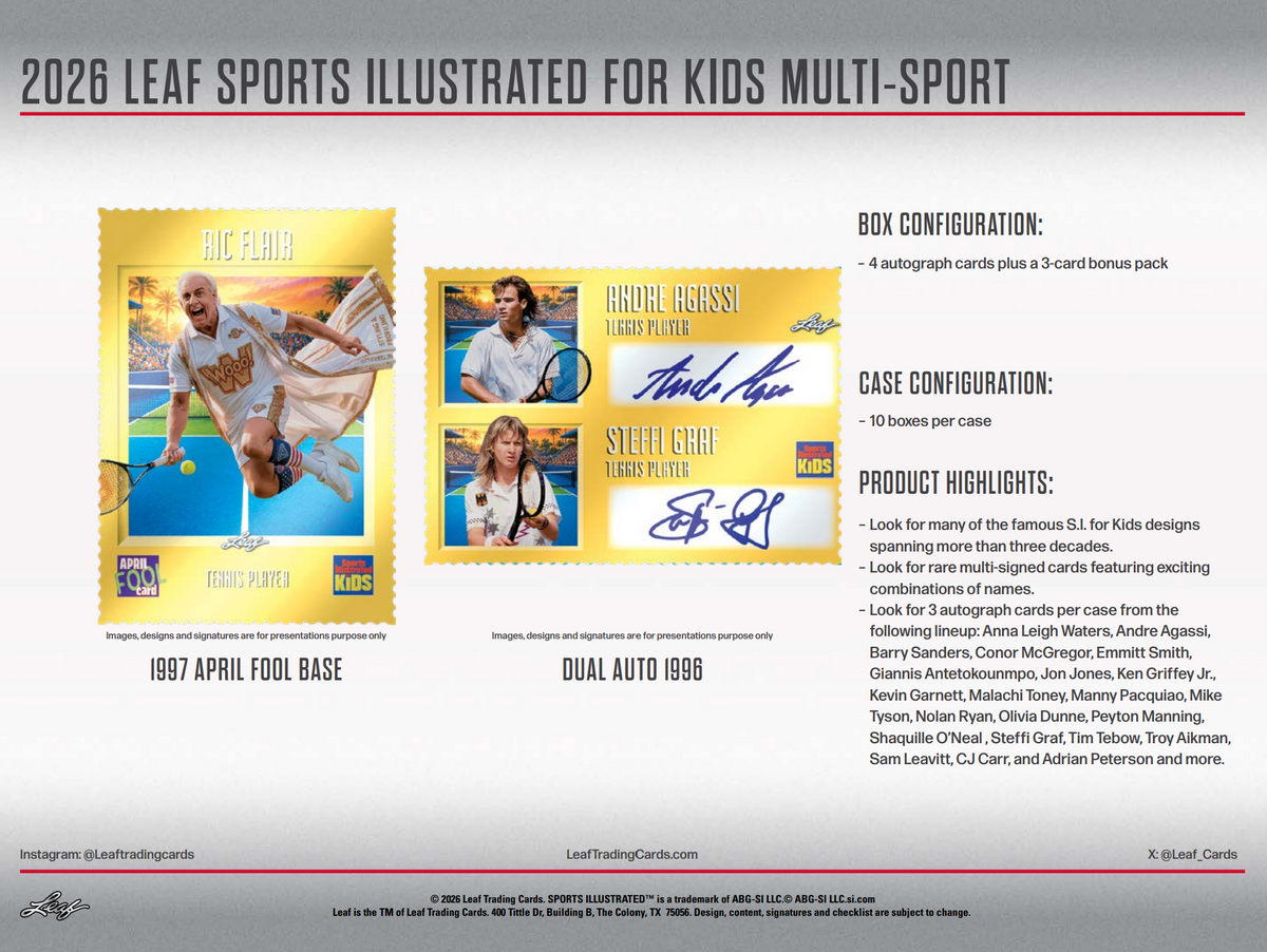 2026 Leaf Sports Illustrated For Kids Multi-Sport Hobby Box